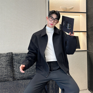 简约短款夹克男翻领时尚纯色外套P135图片