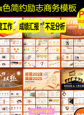 2025年金黄色简约励志商务橙色年终述职报告工作总结计划ppt模板