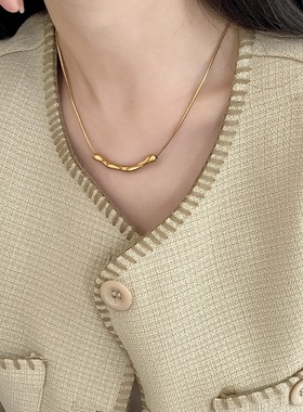 复古高级感不规则弧形项链女