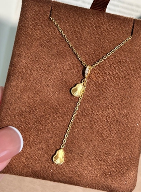 不掉色小众金色放射葫芦流苏项链女轻奢高级感锁骨链百搭叠戴颈链