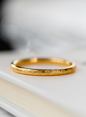 不掉色可戴洗澡~新中式好运百福戒指女指环食指戒高级感百搭时尚
