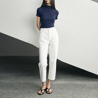 法棍裤2024秋季全棉直筒九分裤