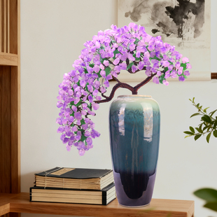 天然玉石紫水晶客厅家居装饰品玄关酒店轻奢新中式酒柜床头柜摆件