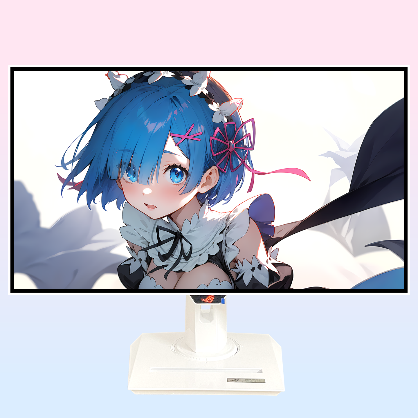 华硕白色显示器rog绝神xg27aqwmg27英寸woled屏2k280Hz粉色电竞屏