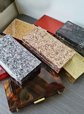 2023新款晚宴包手工斜挎包小方包女复古亚克力链条女式包女收纳包