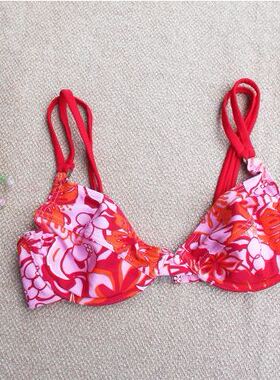F158欧美原单高品质时尚花色钢圈聚拢款比基尼泳衣两色入特价