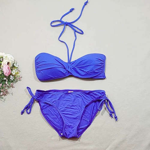F568外贸原单高品质时尚蓝紫色抹胸性感舒适分体比基尼泳衣特价