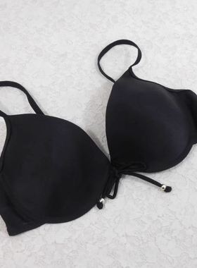 F378外贸原单高品质时尚黑色钢圈聚拢款比基尼上衣特价