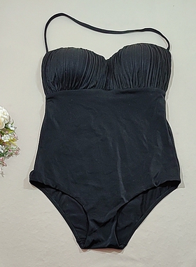 F569外贸原单高品质时尚黑色性感舒适修身连体泳衣特价