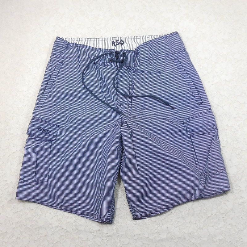 外貿原單 XS/30腰 蓝色条纹運動速乾海灘衝浪休閒短沙灘褲 Q601