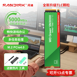 WD西部数据SN3000固态硬盘pcie4.0绿盘500G SSD 1T2T电脑升级NVME