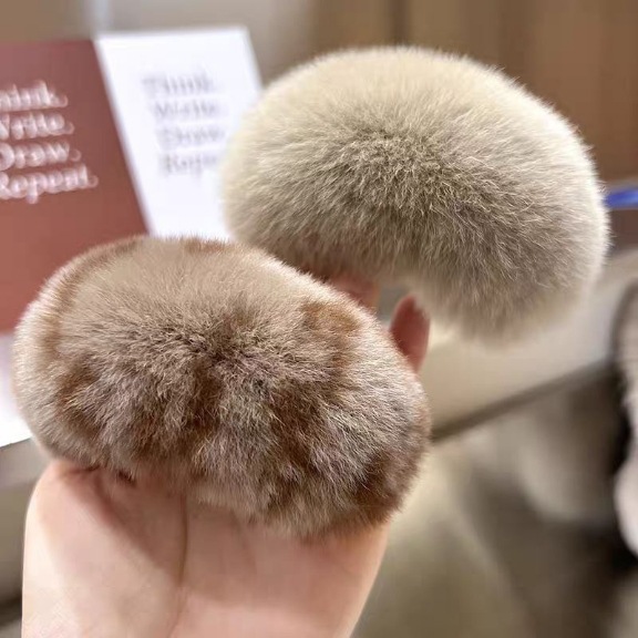 韩国网红超大毛绒马尾夹皮草毛毛