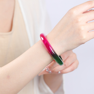 天然巴西老矿西瓜碧玺帕拉伊巴蓝鸽血红女款红绿双色艳丽正装手镯