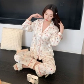 舒适家居服套装 可爱印花新款 TX0038 卡通冰丝睡衣女春秋开衫 长袖