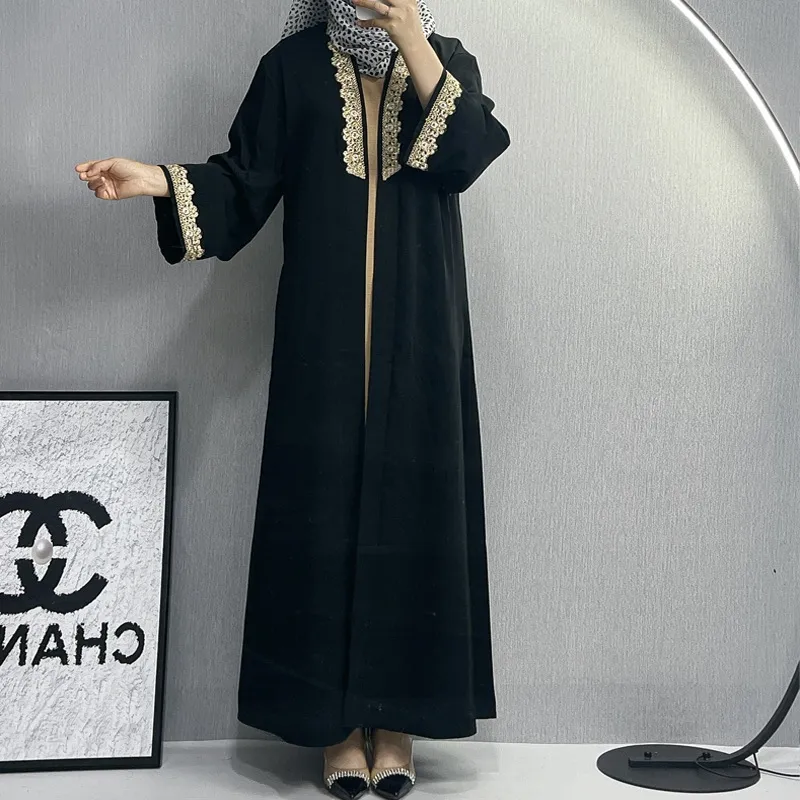 F299中东女装modest服饰迪拜风刺绣优雅长款开衫外贸跨境宽松外披
