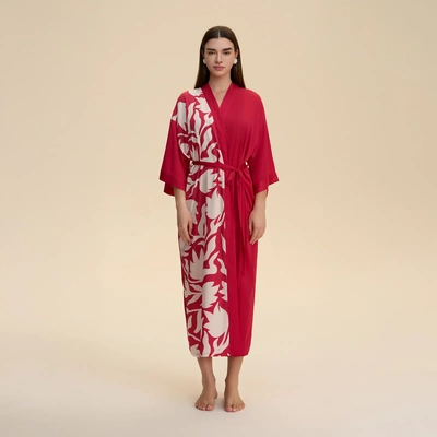 新款跨境大码睡衣女柔软缎面雪纺和服领浴袍长款女士家居服WP3975