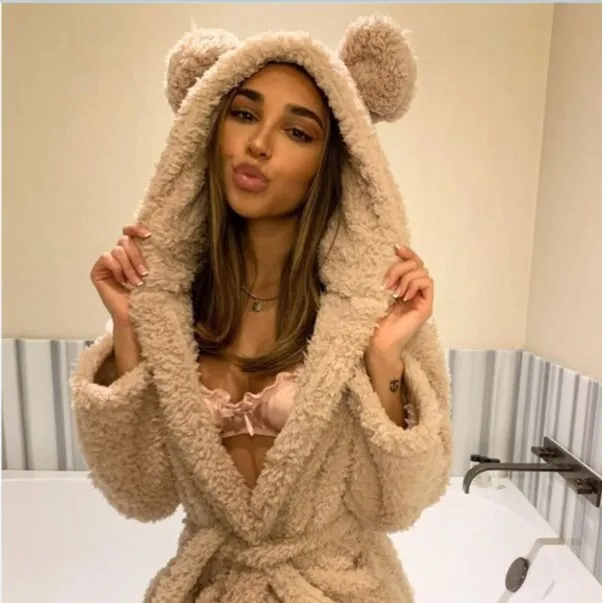 速卖通ebay亚马逊欧美跨境外贸热卖爆款毛毛耳朵系带休闲毛绒睡衣