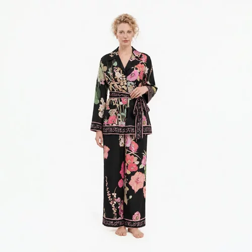 2026Satin Pajama Set TZ4200 缎面印花睡衣女长袖两件套装