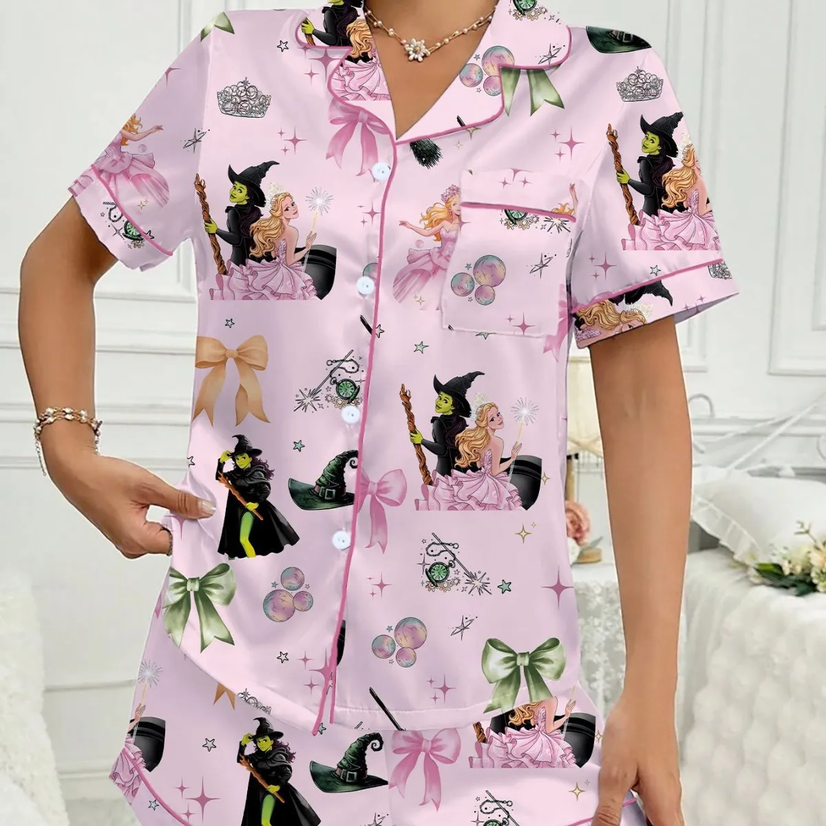 2026年新款tk亚马逊temu牛奶女巫与公主短袖短裤睡衣跨境家居服