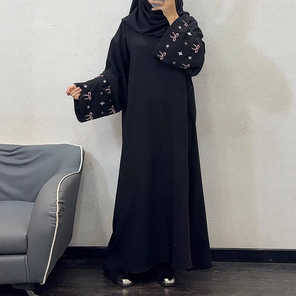 F431外贸跨境电商迪拜阿拉伯刺绣绣花长袍时尚Abaya长袍长裙现货