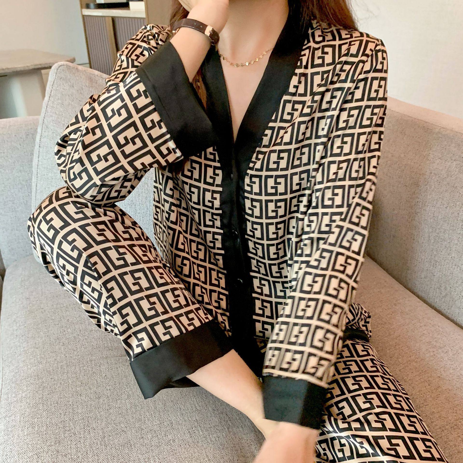 特价清仓奢华2025春季新款睡衣女冰丝网红韩版优雅和服领家居服