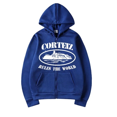 跨境新品Corteiz卫衣7色恶魔岛印花套装加绒卫衣卫裤男女帽衫