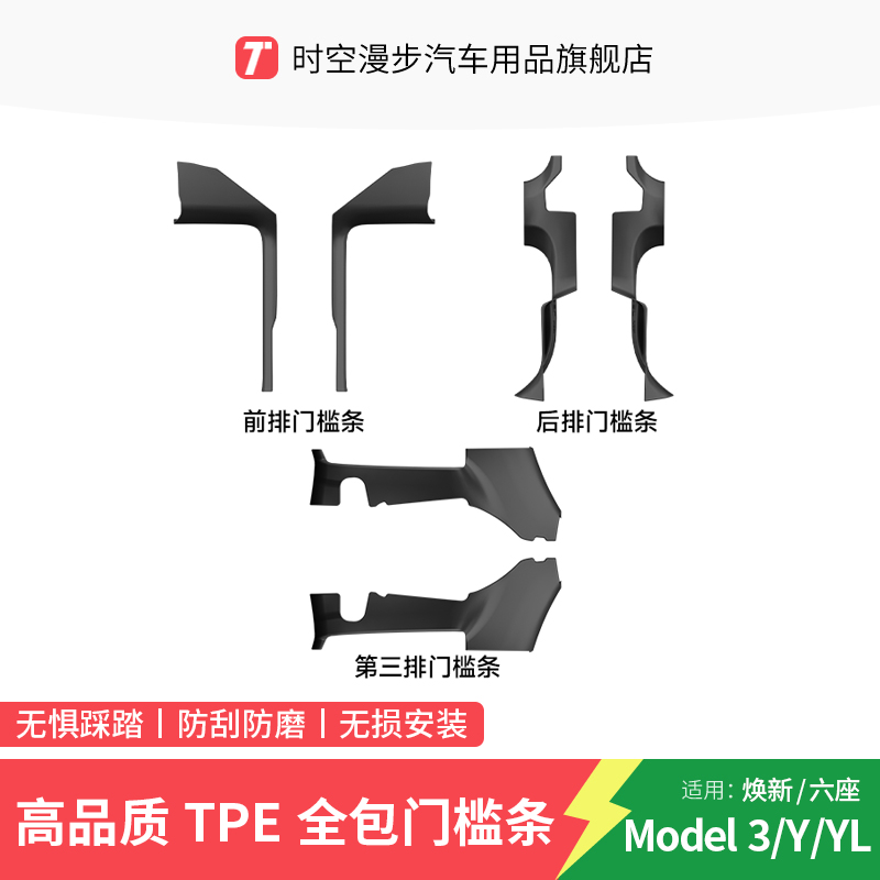 适用特斯拉前后门槛条毛毡防护板