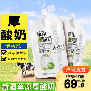 顺丰空运 新疆特产我从伊犁来低温酸奶草原厚酸奶180g 12袋