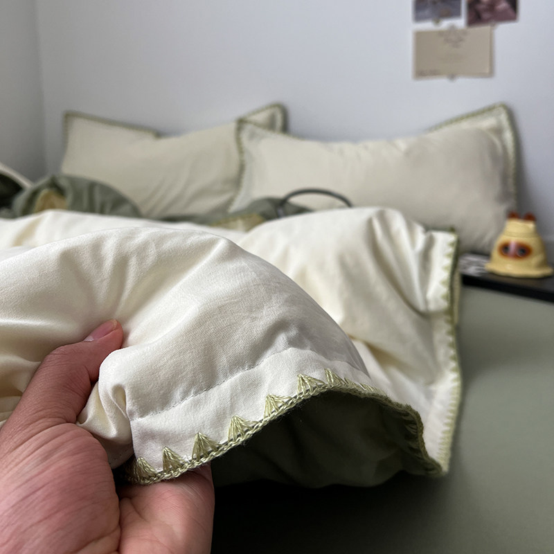 床单款四件套水洗棉复古裸睡