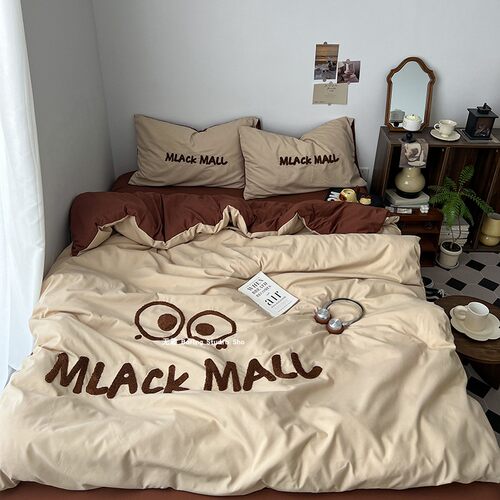 床单款四件套水洗棉简约裸睡