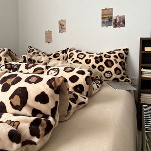 A类牛奶绒四件套新款冬季加绒加厚被罩床单珊瑚绒被套三件套床笠4