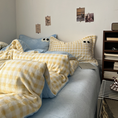 A类牛奶绒四件套加绒加厚