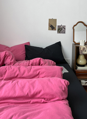 ins四件套纯棉床上用品被套全棉被罩床单学生单人宿舍三件套床笠4