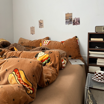 A类牛奶绒四件套加绒加厚