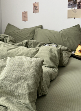 A类床上四件套纯棉全棉2025新款被套被罩床单学生宿舍三件套床笠4