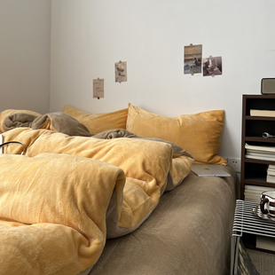 冬季加厚四件套牛奶绒被套床单床笠双面绒被罩加绒学生宿舍三件套