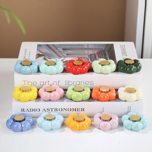 陶瓷旋转花朵底座转转小玩具云朵装饰品小摆件转转配件带轴承批发