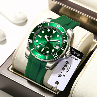 防水夜光男士手表多功能硅胶带石英腕表不上发条耐用准时运动时尚