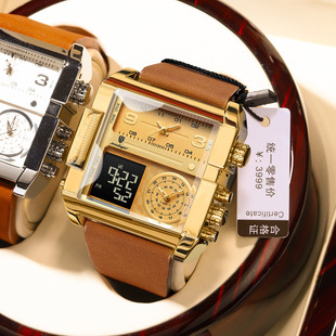 瑞士电子表双显示时尚防水石英腕表不用上发条准时电池可用一年半