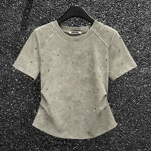 Летняя футболка с коротким рукавом, модный дизайнерский приталенный корсет, тренд сезона, в западном стиле