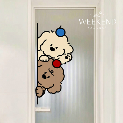 探头小狗厨房门玻璃贴纸2025新款卫生间创意窗花浴室静电贴高级感