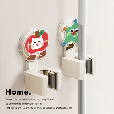 吸盘式拖把壁挂夹浴室收纳架挂墙