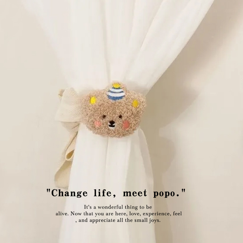 ins小熊窗帘绑带可爱儿童房装饰