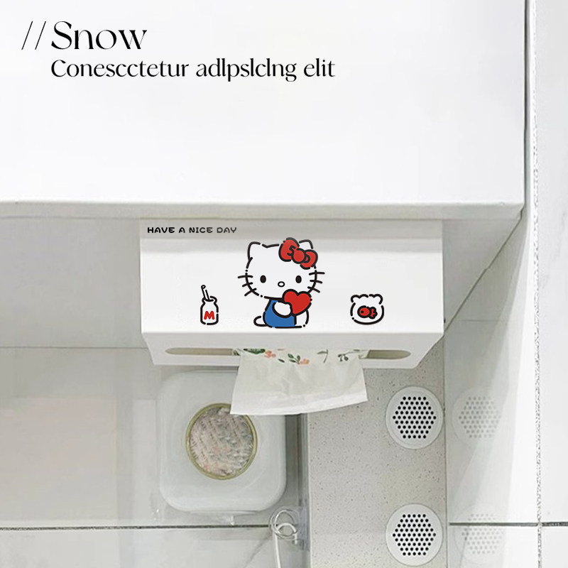 猫猫美食厨房纸巾架免打孔悬挂式抽纸盒柜门下洗脸巾收纳盒倒挂