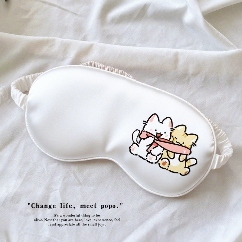 贴贴小猫午睡眼罩儿童睡眠专用可爱冰丝眼罩女士真丝眼罩遮光睡眠