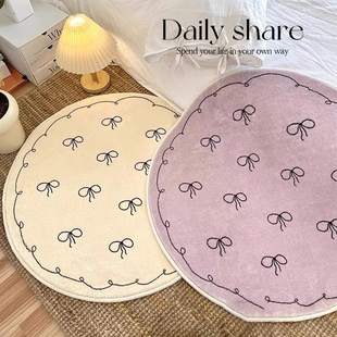 圆形ins风卧室床边地毯免打理房间仿羊绒地垫可爱客厅衣帽间脚垫