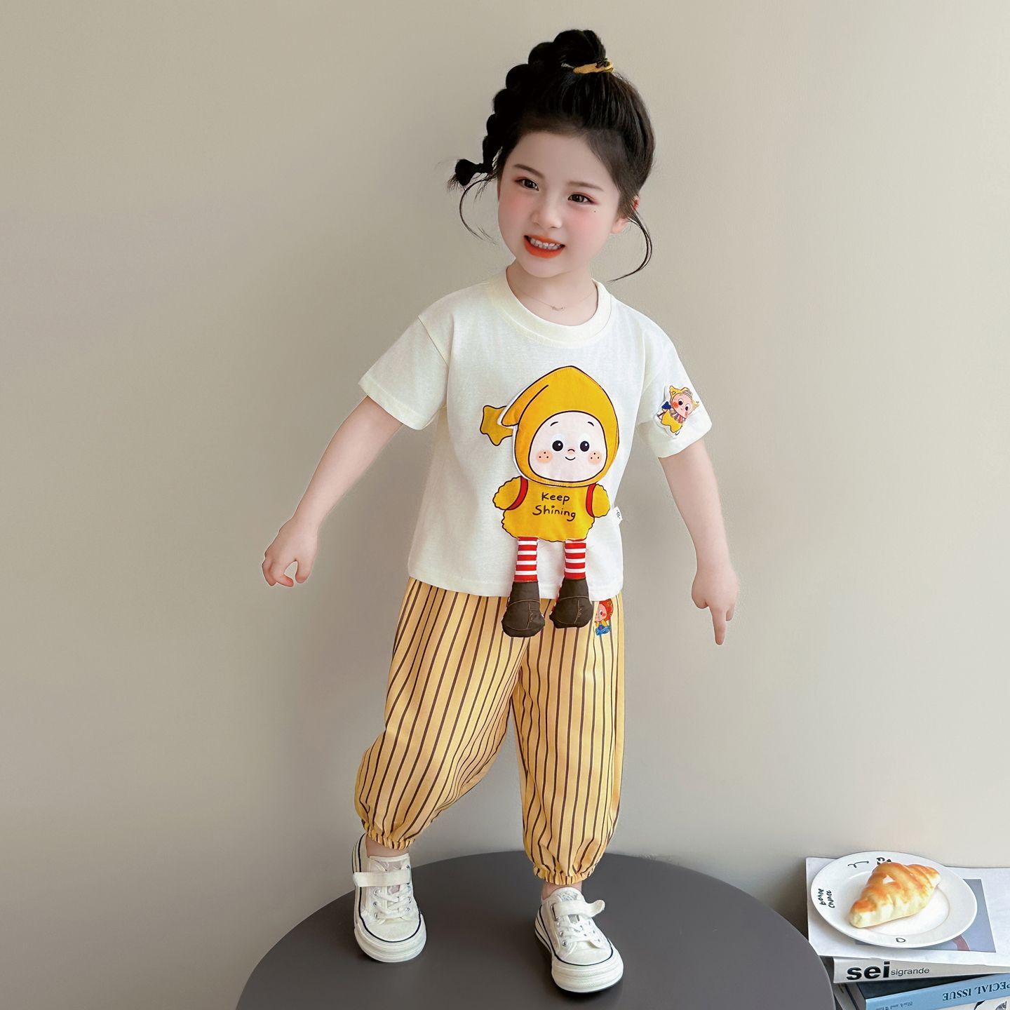 女童夏季星星人T恤防蚊裤套装