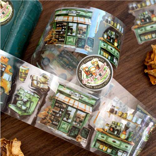 复古咖啡PET模切造景装饰贴纸
