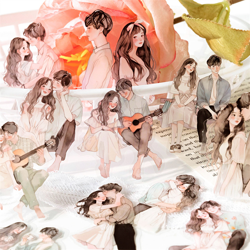文艺少女贴纸包PET手帐装饰贴画
