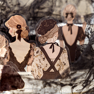 陌墨转身时刻PET贴纸包唯美人物防水手帐拼贴素材diy手账装 饰贴画